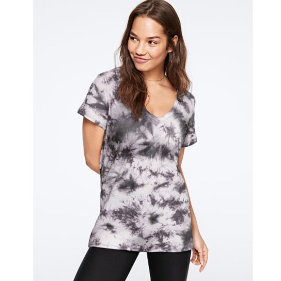 Philosophy Tops - PHILOSOPHY grey tie- dye short sleeve blouse - M